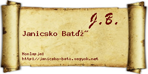 Janicsko Bató névjegykártya